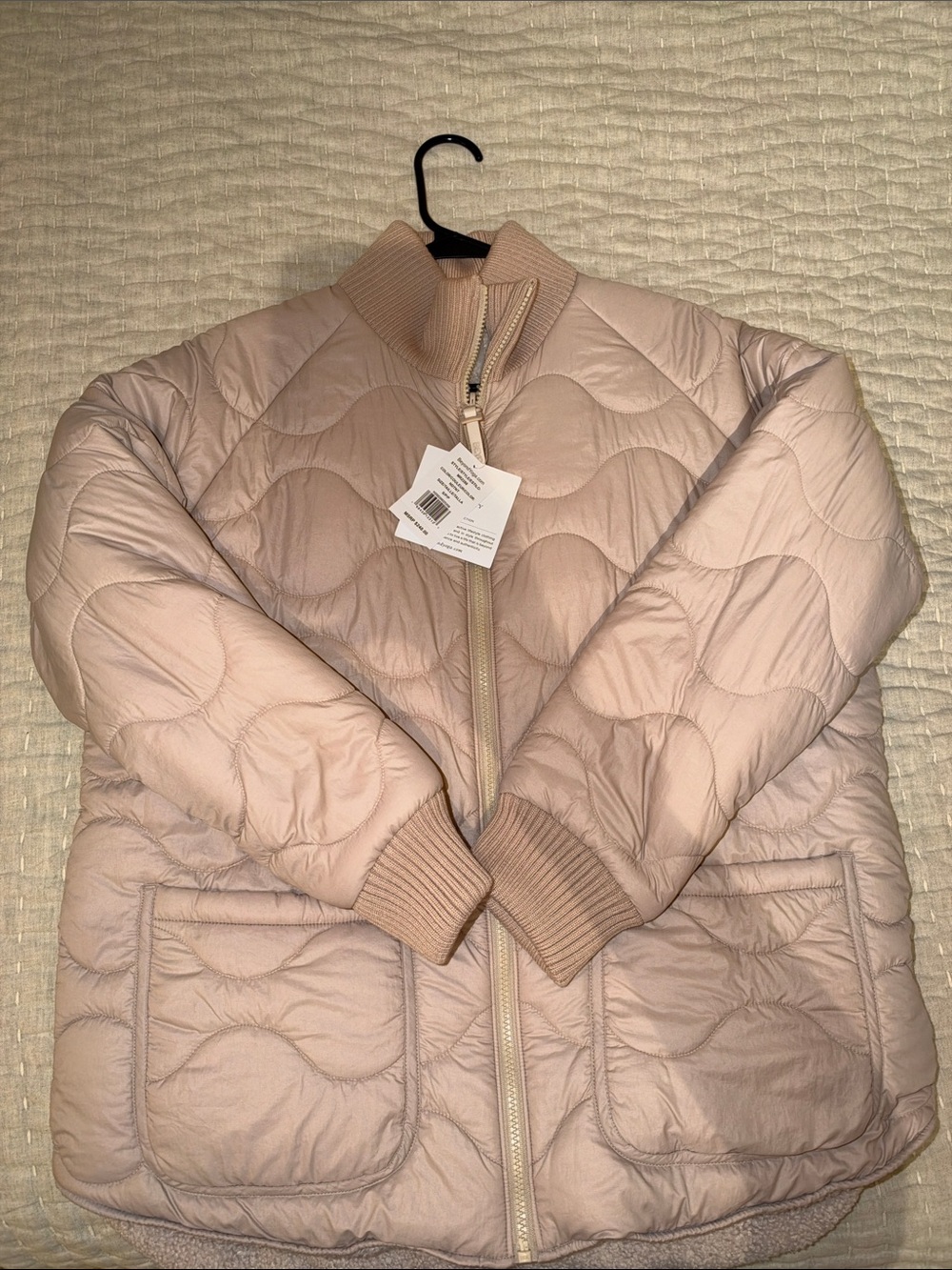 Light Pink Quilted Bomber Jacket - Women